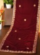 Designer Maroon Color Velvet Fabric Dupatta